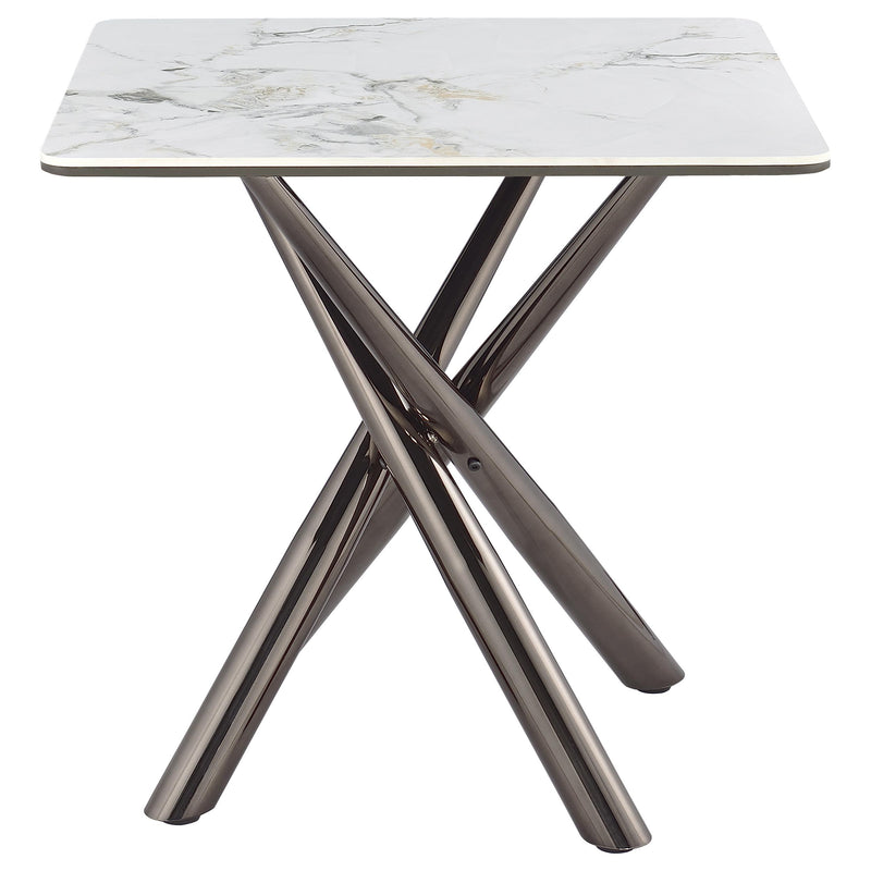 Carvell Square Sintered Stone End Side Table Mirage White - 708137