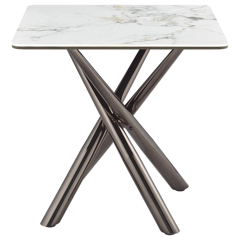 Carvell Square Sintered Stone End Side Table Mirage White - 708137