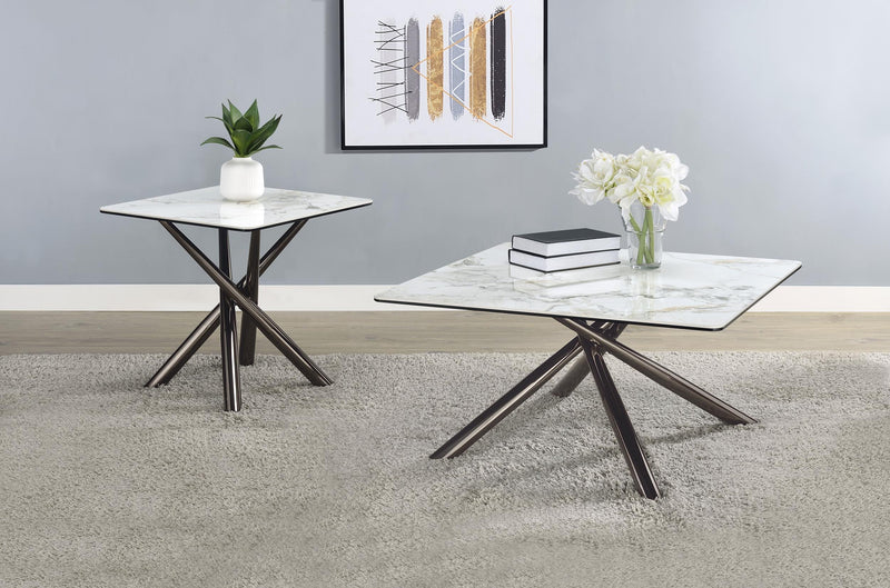 Carvell Square Sintered Stone Top Coffee Table Mirage White - 708138