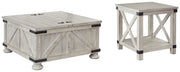 Carynhurst Coffee Table with 1 End Table in Whitewash - PKG010568