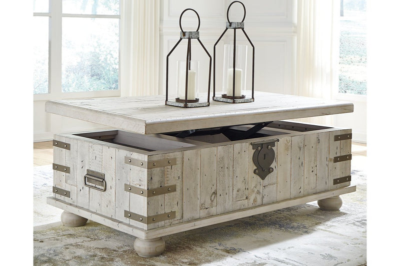 Carynhurst White Wash Gray Coffee Table with Lift Top - Gate FurnitureCoffee Table