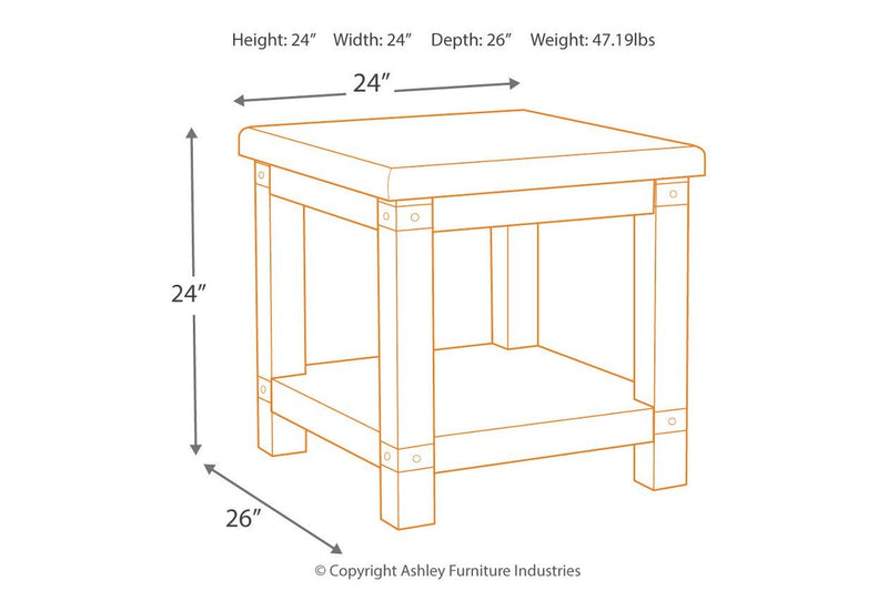 Carynhurst White Wash Gray End Table - Gate FurnitureEnd Table