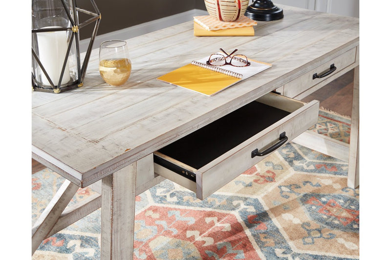 Carynhurst Whitewash 60" Home Office Desk - Gate FurnitureOffice Desks