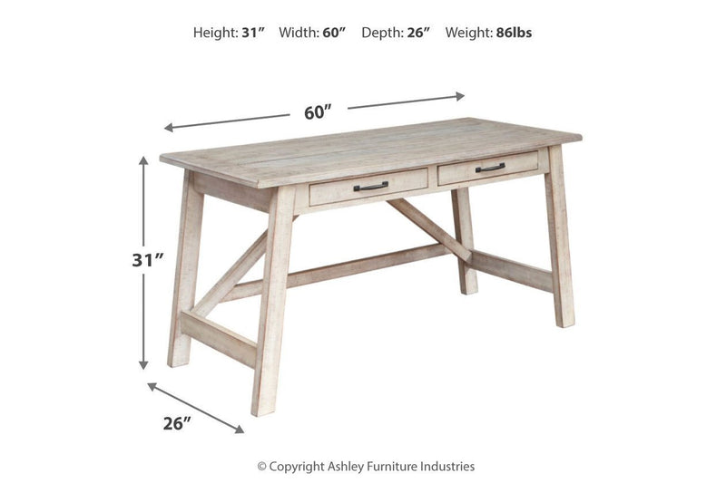 Carynhurst Whitewash 60" Home Office Desk - Gate FurnitureOffice Desks