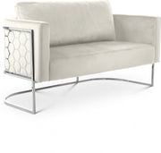 Casa 63.5" Velvet Upholstered Loveseat in Cream - 691Cream-L