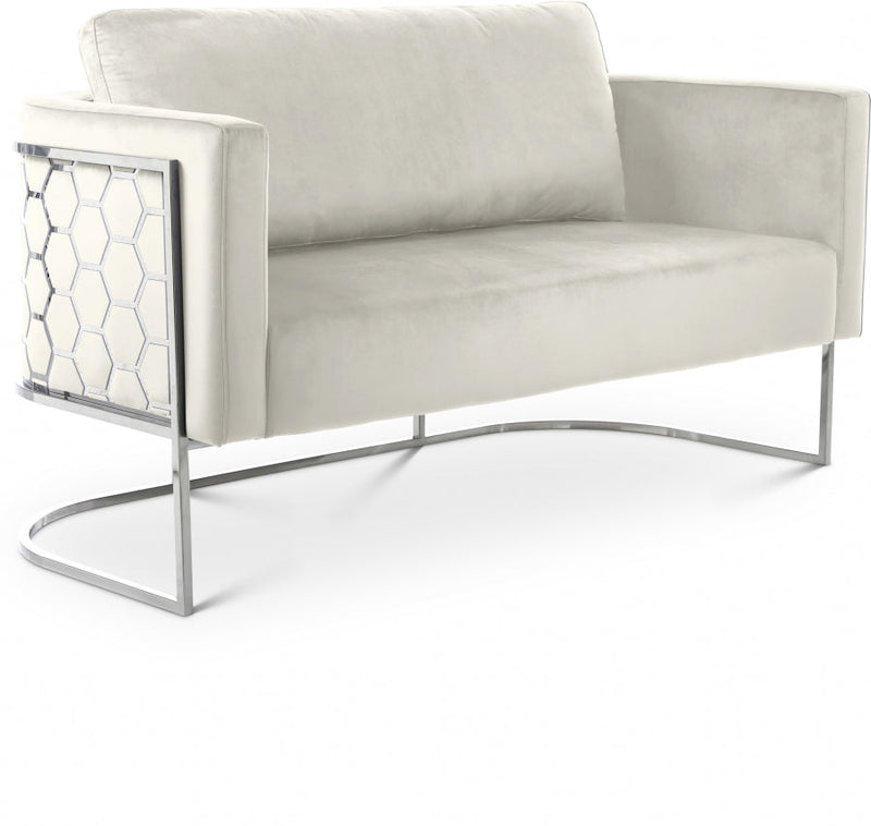Casa 63.5" Velvet Upholstered Loveseat in Cream - 691Cream-L