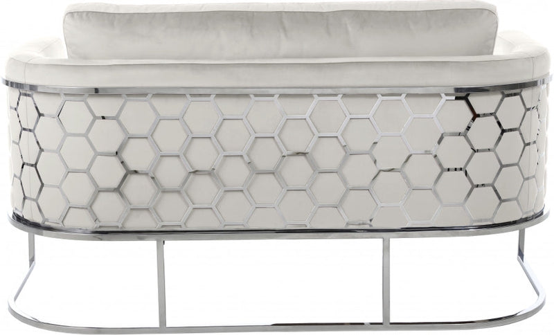 Casa 63.5" Velvet Upholstered Loveseat in Cream - 691Cream-L