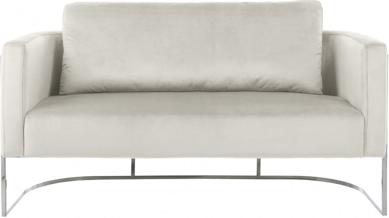Casa 63.5" Velvet Upholstered Loveseat in Cream - 691Cream-L