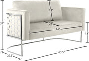 Casa 63.5" Velvet Upholstered Loveseat in Cream - 691Cream-L
