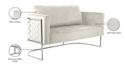 Casa 63.5" Velvet Upholstered Loveseat in Cream - 691Cream-L
