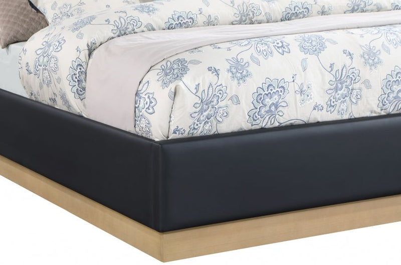 Casa Vegan Leather Queen Bed (3 Boxes) Black - Gate FurnitureQueen Bed