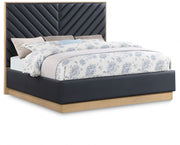 Casa Vegan Leather Queen Bed (3 Boxes) Black - Gate FurnitureQueen Bed