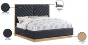 Casa Vegan Leather Queen Bed (3 Boxes) Black - Gate FurnitureQueen Bed
