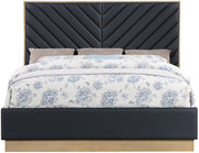 Casa Vegan Leather Queen Bed (3 Boxes) Black - Gate FurnitureQueen Bed