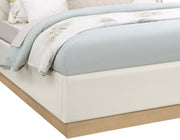 Casa Vegan Leather Queen Bed (3 Boxes) Cream - Gate FurnitureQueen Bed