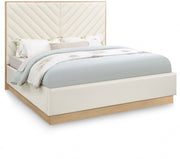 Casa Vegan Leather Queen Bed (3 Boxes) Cream - Gate FurnitureQueen Bed