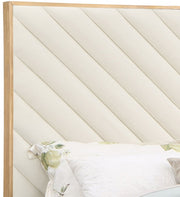 Casa Vegan Leather Queen Bed (3 Boxes) Cream - Gate FurnitureQueen Bed