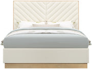 Casa Vegan Leather Queen Bed (3 Boxes) Cream - Gate FurnitureQueen Bed