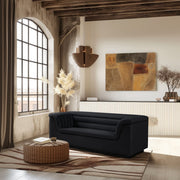 Cascade 72" Velvet Upholstered Fabric Upholstered Loveseat in Black - 192Black-L