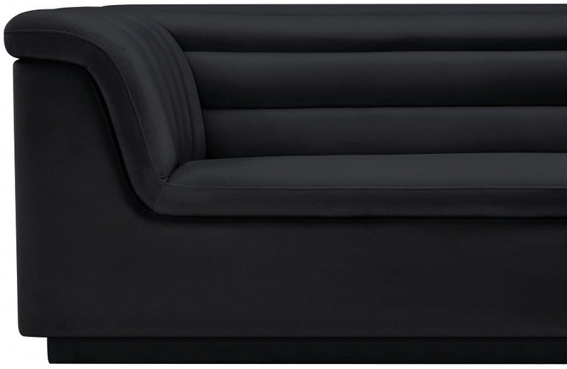 Cascade 72" Velvet Upholstered Fabric Upholstered Loveseat in Black - 192Black-L