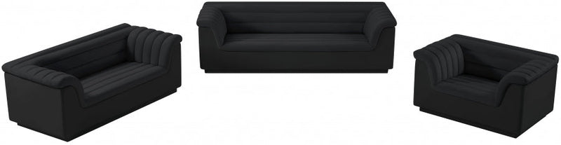 Cascade 72" Velvet Upholstered Fabric Upholstered Loveseat in Black - 192Black-L