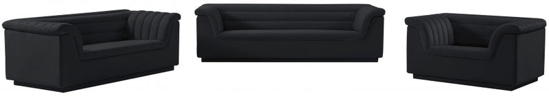 Cascade 72" Velvet Upholstered Fabric Upholstered Loveseat in Black - 192Black-L
