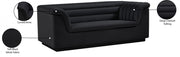 Cascade 72" Velvet Upholstered Fabric Upholstered Loveseat in Black - 192Black-L