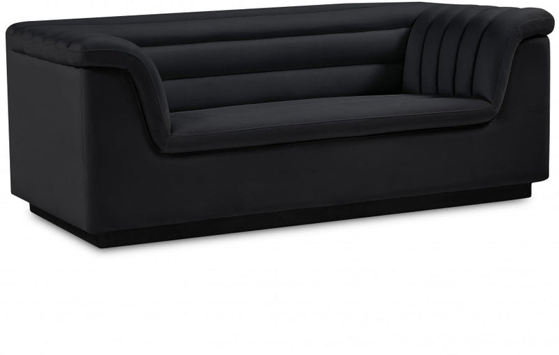 Cascade 72" Velvet Upholstered Fabric Upholstered Loveseat in Black - 192Black-L