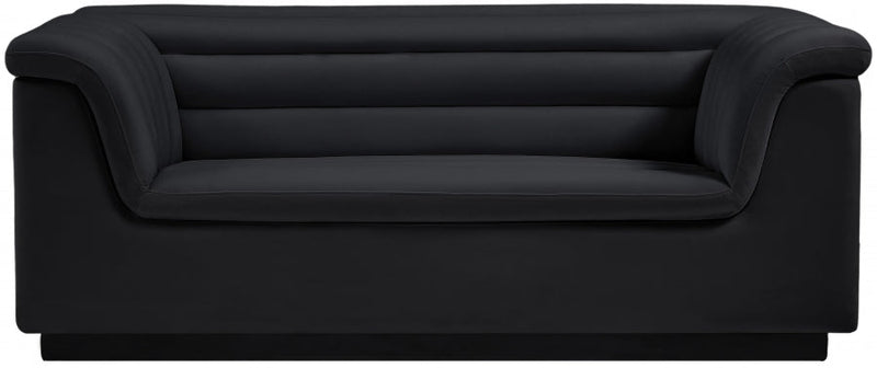 Cascade 72" Velvet Upholstered Fabric Upholstered Loveseat in Black - 192Black-L