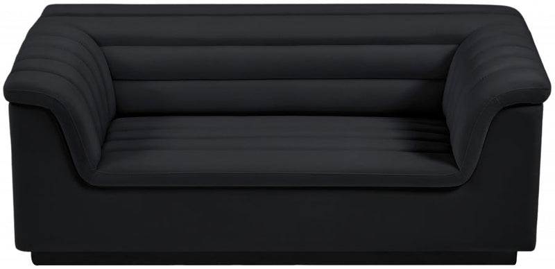 Cascade 72" Velvet Upholstered Fabric Upholstered Loveseat in Black - 192Black-L