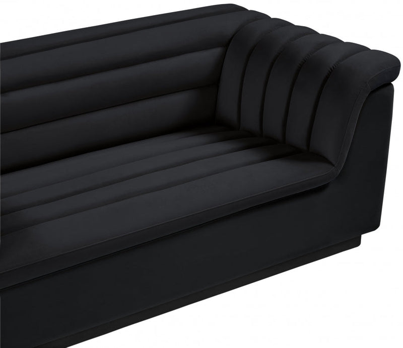 Cascade 72" Velvet Upholstered Fabric Upholstered Loveseat in Black - 192Black-L