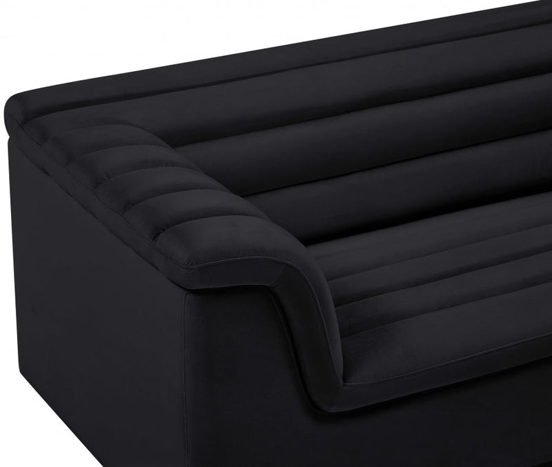 Cascade 72" Velvet Upholstered Fabric Upholstered Loveseat in Black - 192Black-L