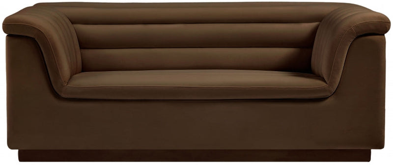 Cascade 72" Velvet Upholstered Fabric Upholstered Loveseat in Brown - 192Brown-L