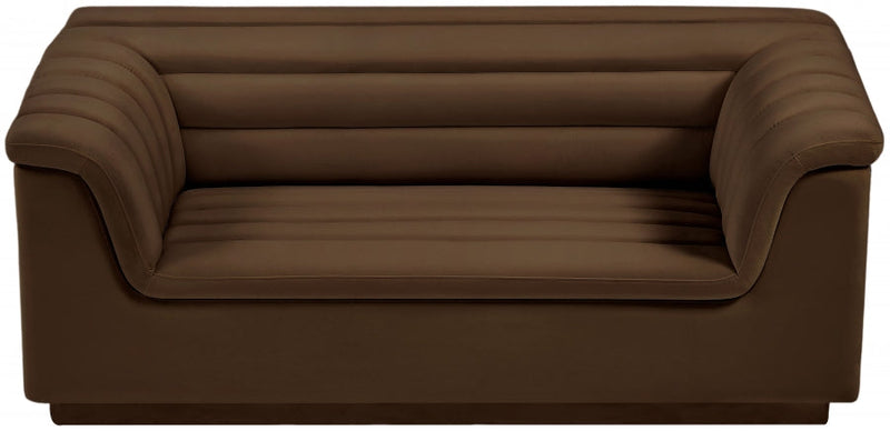 Cascade 72" Velvet Upholstered Fabric Upholstered Loveseat in Brown - 192Brown-L