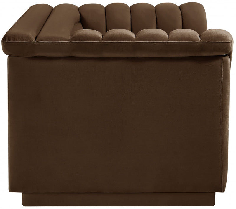 Cascade 72" Velvet Upholstered Fabric Upholstered Loveseat in Brown - 192Brown-L