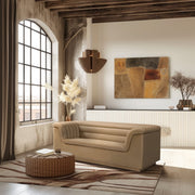 Cascade 72" Velvet Upholstered Fabric Upholstered Loveseat in Camel - 192Camel-L