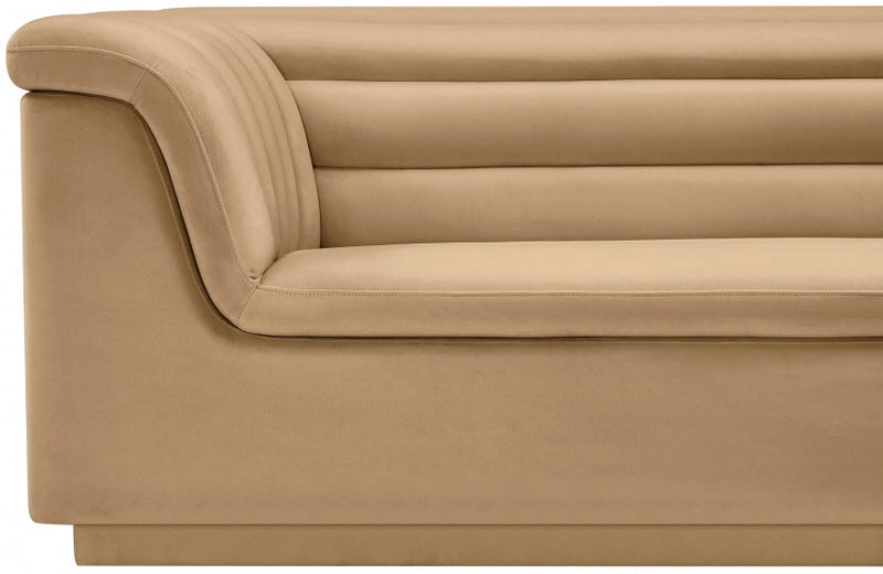 Cascade 72" Velvet Upholstered Fabric Upholstered Loveseat in Camel - 192Camel-L