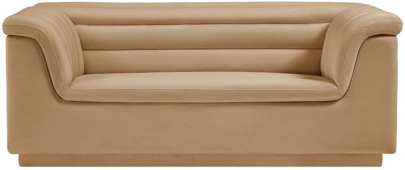 Cascade 72" Velvet Upholstered Fabric Upholstered Loveseat in Camel - 192Camel-L