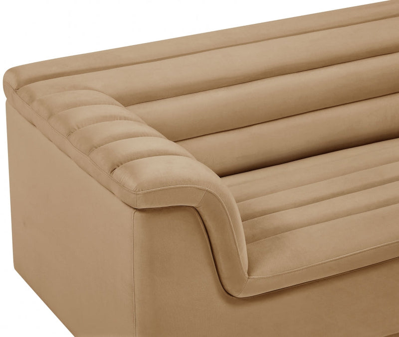 Cascade 72" Velvet Upholstered Fabric Upholstered Loveseat in Camel - 192Camel-L