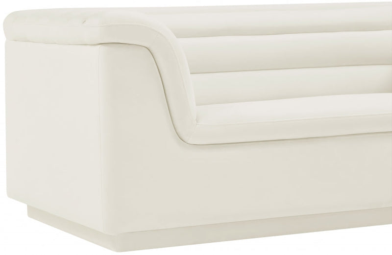 Cascade 72" Velvet Upholstered Fabric Upholstered Loveseat in Cream - 192Cream-L