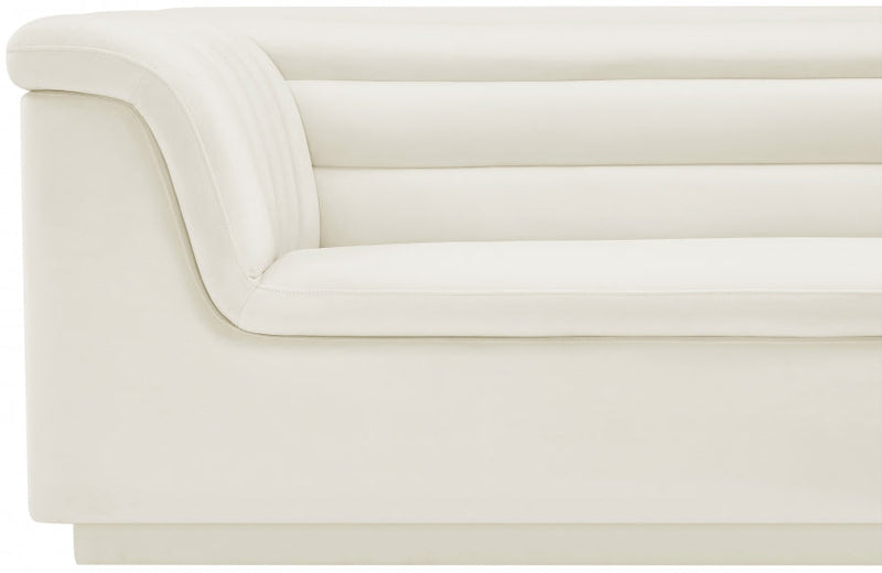 Cascade 72" Velvet Upholstered Fabric Upholstered Loveseat in Cream - 192Cream-L