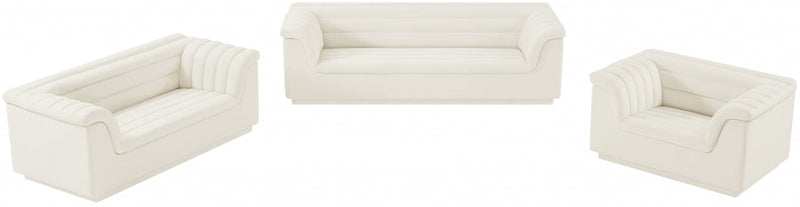 Cascade 72" Velvet Upholstered Fabric Upholstered Loveseat in Cream - 192Cream-L
