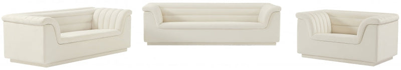 Cascade 72" Velvet Upholstered Fabric Upholstered Loveseat in Cream - 192Cream-L