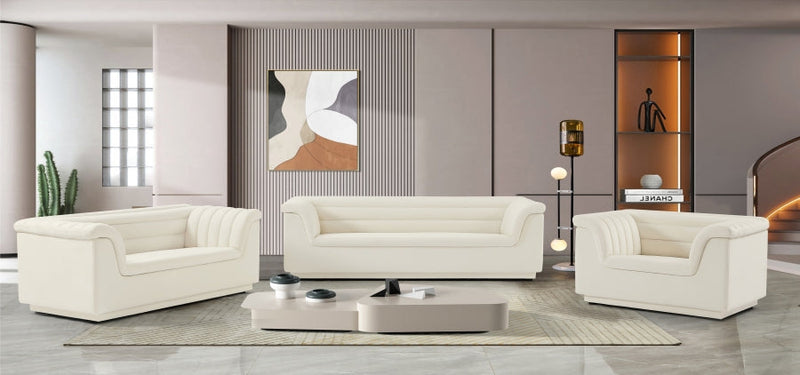 Cascade 72" Velvet Upholstered Fabric Upholstered Loveseat in Cream - 192Cream-L