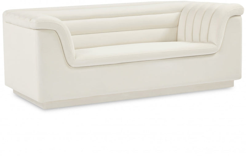 Cascade 72" Velvet Upholstered Fabric Upholstered Loveseat in Cream - 192Cream-L
