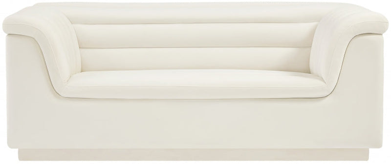 Cascade 72" Velvet Upholstered Fabric Upholstered Loveseat in Cream - 192Cream-L