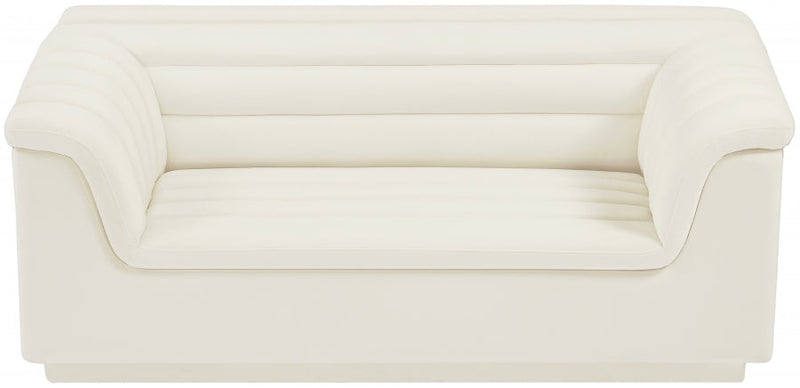 Cascade 72" Velvet Upholstered Fabric Upholstered Loveseat in Cream - 192Cream-L