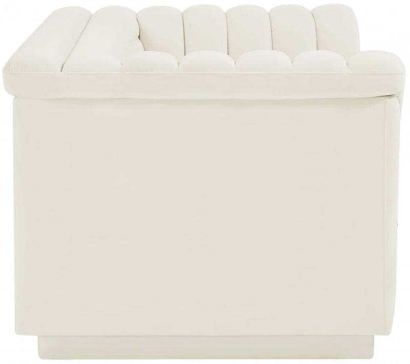 Cascade 72" Velvet Upholstered Fabric Upholstered Loveseat in Cream - 192Cream-L