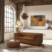 Cascade 72" Velvet Upholstered Fabric Upholstered Loveseat in Saddle - 192Saddle-L
