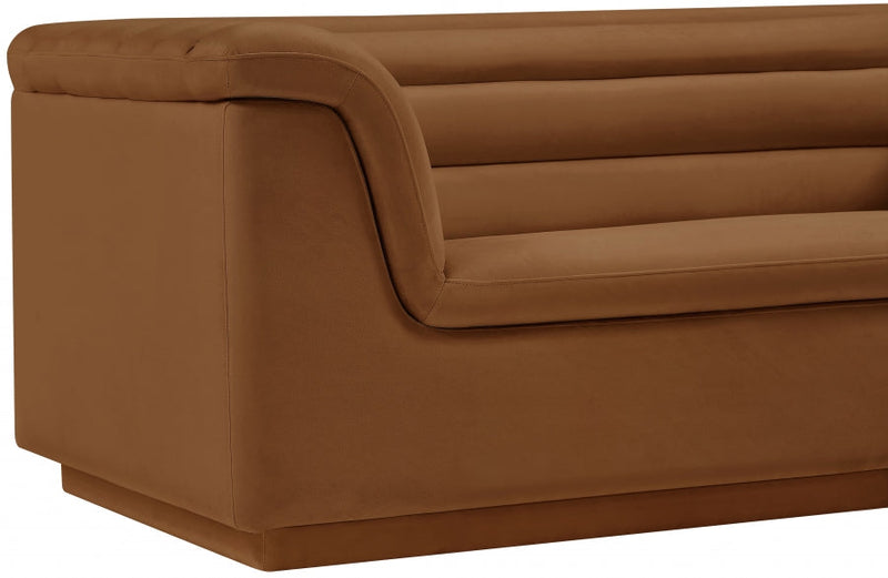 Cascade 72" Velvet Upholstered Fabric Upholstered Loveseat in Saddle - 192Saddle-L